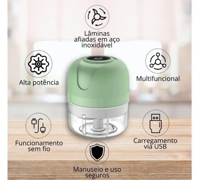 Mini Processador Elétrico Recarregável USB