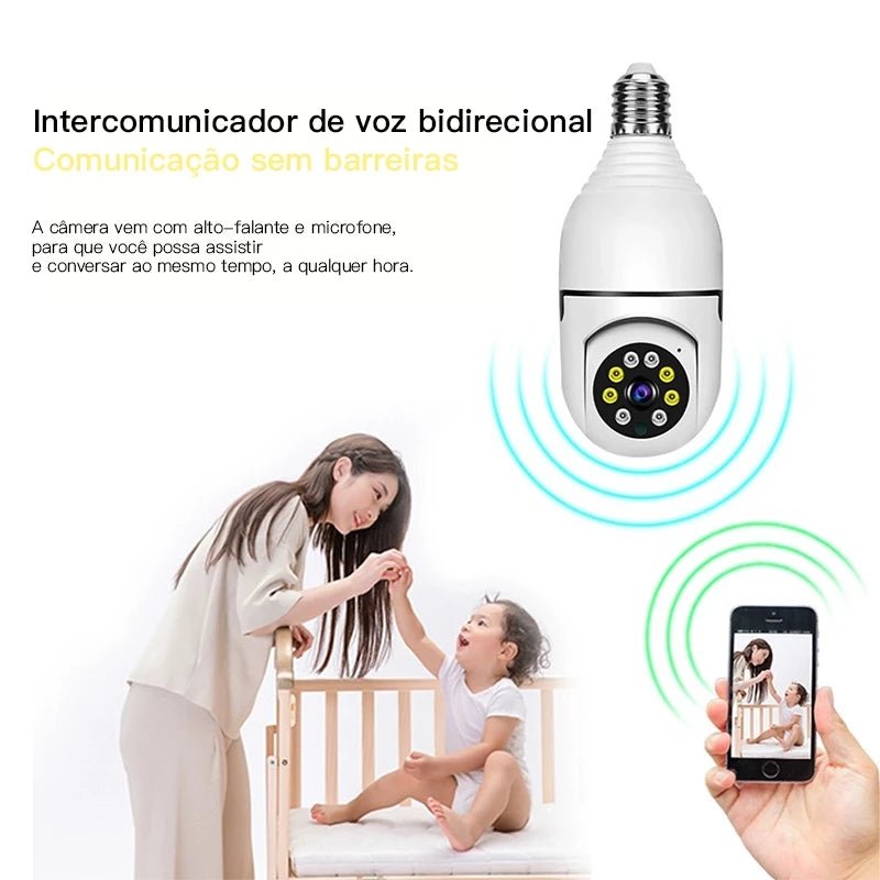 Câmera de segurança wi-fi 360 Encaixe Lampada