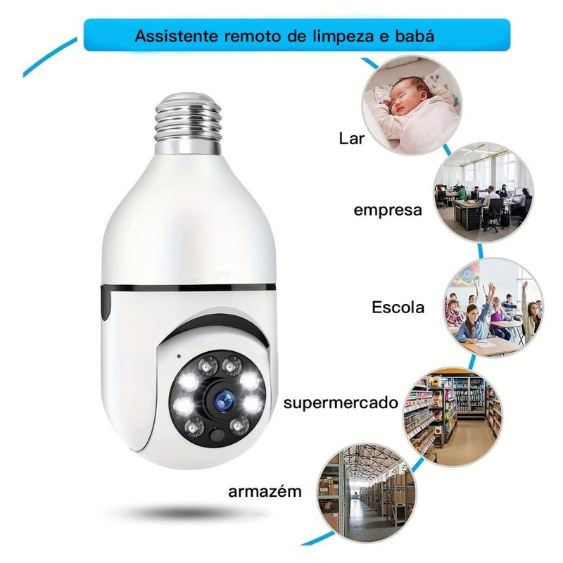 Câmera de segurança wi-fi 360 Encaixe Lampada