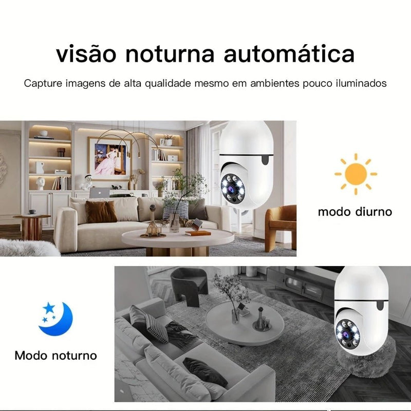 Câmera de segurança wi-fi 360 Encaixe Lampada