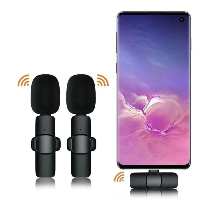 Microfone de Lapela Sem Fio para iPhone e Tipo C