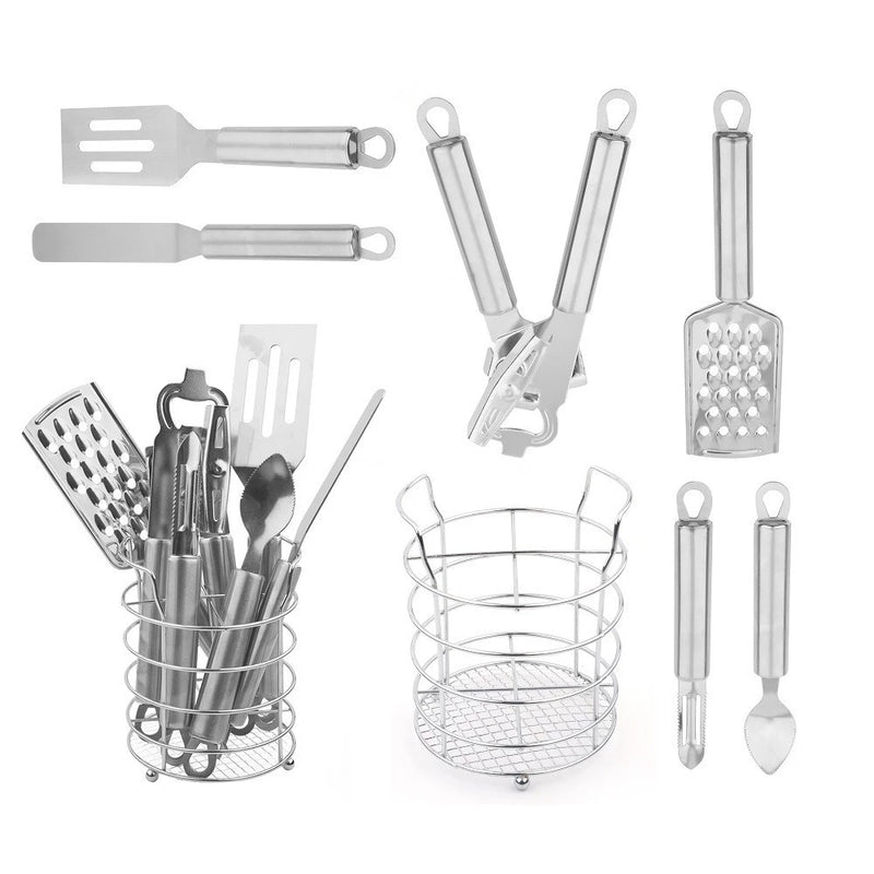 Kit Utensílios de Cozinha 7 Peças Aço Inox